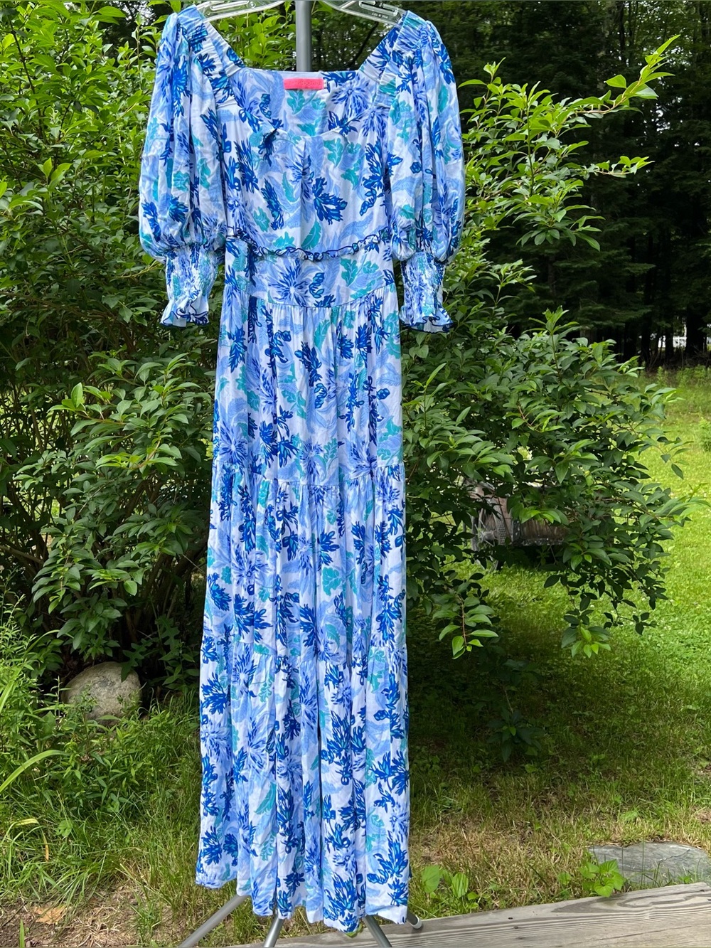 Feather and Find Maxi Dress Size Small Blue